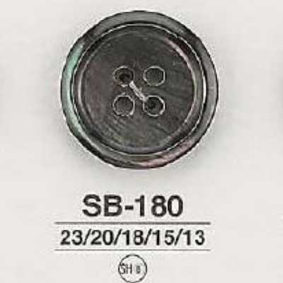 SB180 黒蝶貝製 表穴4つ穴ボタン