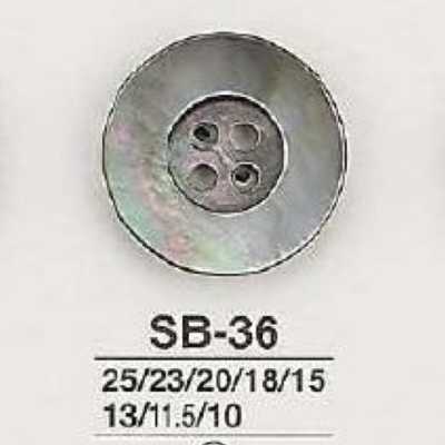 SB36 黒蝶貝製 表穴4つ穴ボタン