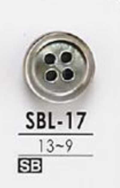 SBL17 黒蝶貝製 表穴4つ穴ボタン 無色