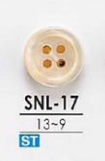 SNL17 高瀬貝製 表穴4つ穴ボタン 無色