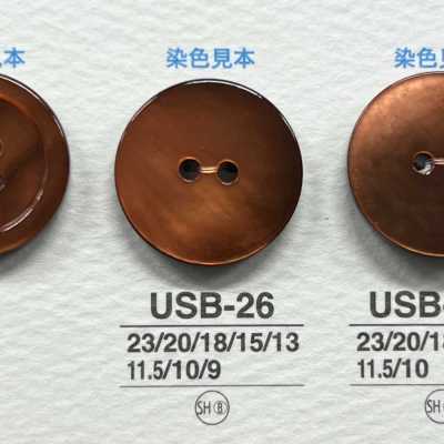 USB26 天然素材 染色 黒蝶貝製 表穴2つ穴 つや有りボタン