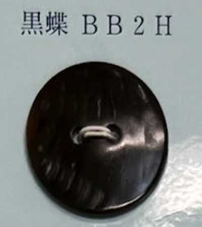 BB2H 2つ穴 縁なし 黒蝶 貝ボタン