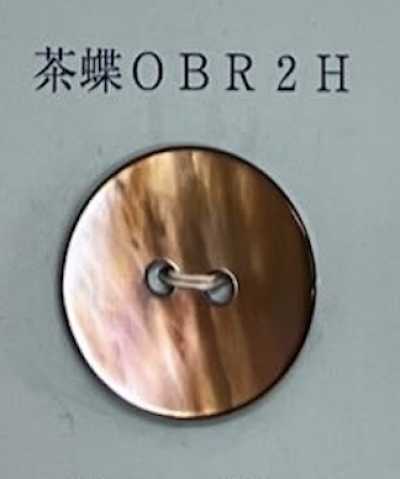 OBR2H 2つ穴 縁なし 茶蝶 貝ボタン