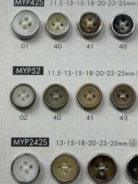 MYP52S 上品 シルバー 4つ穴 ポリエステル ボタン 大阪プラスチック工業(DAIYA BUTTON) サブ画像