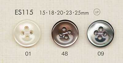 ES115 DAIYA BUTTONS 皿型4つ穴貝調ポリエステルボタン