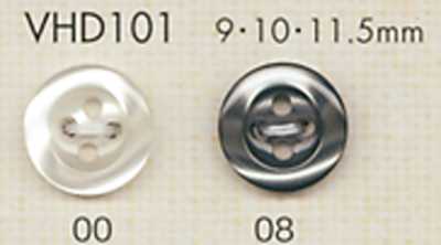 VHD101 DAIYA BUTTONS 耐衝撃HYPER DURABLE""シリーズ フチ有り 4つ穴 貝調ポリエステルボタン""