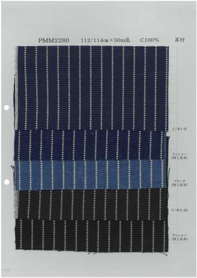 PMM2280-dotstripe シャンブレー抜染プリント ドットストライプ 5oz