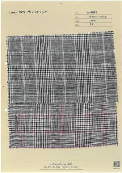 A-7069 Linen 100% グレンチェック
