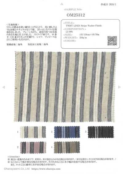 OM25312 TWIST LINEN Stripe Washer Finish