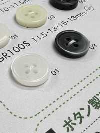 GR100S GRS認証 再生ペット樹脂25%混合ボタン フチあり 4つ穴 大阪プラスチック工業(DAIYA BUTTON) サブ画像