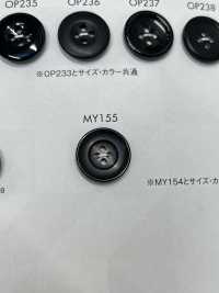 MY155 ポリエステル樹脂製 水牛調 4つ穴ボタン 大阪プラスチック工業(DAIYA BUTTON) サブ画像