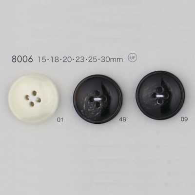 8006 ポリエステル樹脂製 フチあり 4つ穴ボタン