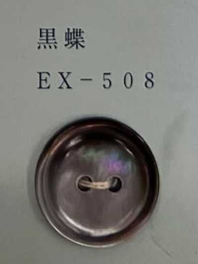EX508 2つ穴 縁あり 黒蝶 貝ボタン
