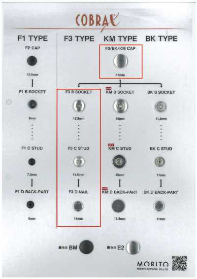 F3-A/B/C/D COBRAX® F3 4SET(CAP/バネ/ゲンコ/ホソ)