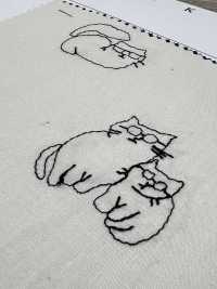 1025-1236-1 200本 ブロード 刺繍 メガネネコ[生地] 北高 サブ画像