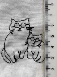 1025-1236-1 200本 ブロード 刺繍 メガネネコ[生地] 北高 サブ画像