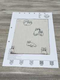 1025-1236-1 200本 ブロード 刺繍 メガネネコ[生地] 北高 サブ画像