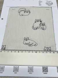 1025-1236-1 200本 ブロード 刺繍 メガネネコ[生地] 北高 サブ画像