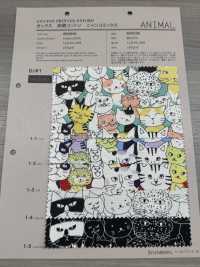 850536 SEVENBERRY® オックス 未晒コットン ニャンコミックス[生地] VANCET サブ画像