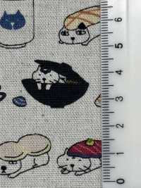 KTS6601 綿麻キャンバス 寿司猫 プリント[生地] コットンこばやし サブ画像