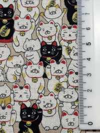 KTS7106 綿麻キャンバス 招き猫 プリント[生地] コットンこばやし サブ画像