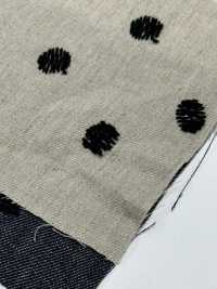 ON43698ID 綿麻デニムライク刺繍 4inch ドット(インディゴ風)[生地] 小原屋繊維 サブ画像