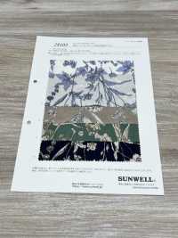 28103 60sローン モノトーン水彩花柄プリント[生地] SUNWELL(サンウェル) サブ画像