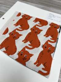 850575 オックス 未晒コットン ねこちどり[生地] VANCET サブ画像