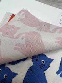 850575 オックス 未晒コットン ねこちどり[生地] VANCET サブ画像