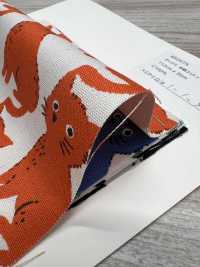 850575 オックス 未晒コットン ねこちどり[生地] VANCET サブ画像