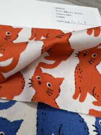 850575 オックス 未晒コットン ねこちどり[生地] VANCET サブ画像