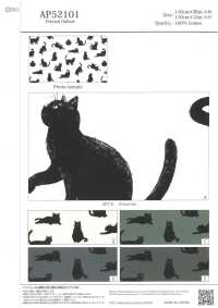 AP52101-DR クロネコ オックス(半折)[生地] コスモテキスタイル サブ画像