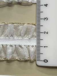 HW-3038 オーガンジー両フリル ゴールドラメ ストレッチテープ[リボン・テープ・コード] ノンネーム サブ画像