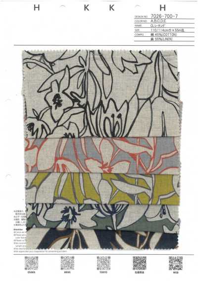 7026-700-7 CLシーチング マーカー花柄[生地] 北高 サブ画像