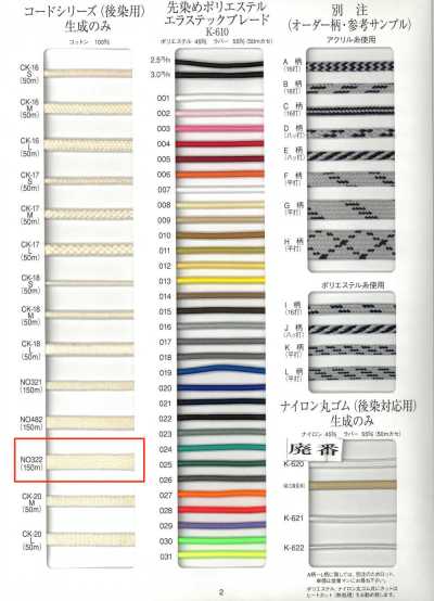 NO322 後染め用 コットンコード