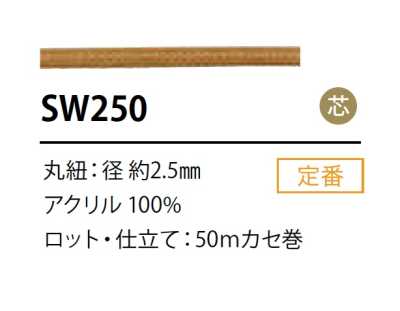 SW-250 シリコン コーティング コード 2.5MM 芯入り
