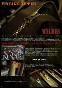 75-BK-CO-OL WALDES® ビンテージファスナー ブラック 75サイズ 綿テープ 4つ組 オープン 左差し 朝日ファスナー サブ画像