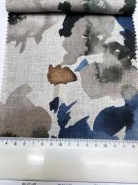 7027-720-1 麻 100 シーチング 水彩大花[生地] 北高 サブ画像