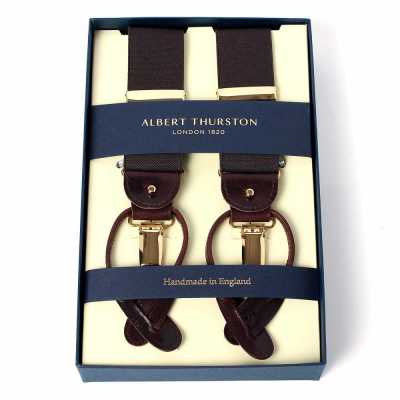 AT-BROWN アルバートサーストン サスペンダー ブラウン エラスティック(ゴム)
