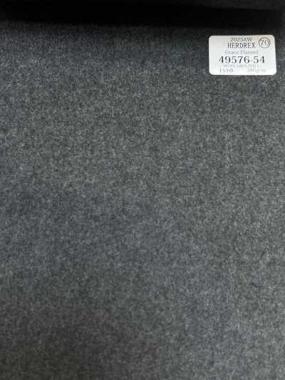 49576-54 26AW HERDREX 【Grace Flannel】 グレイスフランネル ミディアムグレー 無地