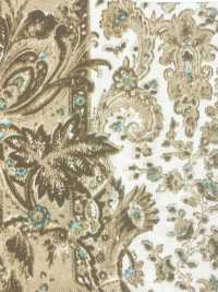 URJ-098 イタリア製 キュプラ100%プリント裏地 ペイズリー柄 茶 TCS サブ画像