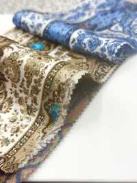 URJ-098 イタリア製 キュプラ100%プリント裏地 ペイズリー柄 茶 TCS サブ画像