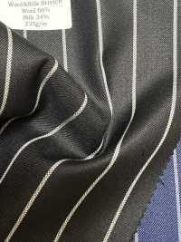 SK5524-BK 定番  国産 シルクウールストレッチ ストライプ ブラック[生地] 細井商事株式会社 サブ画像