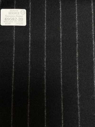 69582-20 26AW HERDREX 【Tasmanian Flannel】 シルクアンドウール 紺 ストライプ
