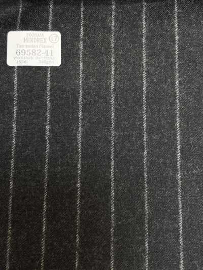 69582-41 26AW HERDREX 【Tasmanian Flannel】 シルクアンドウール チャコール ストライプ