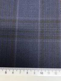 SK6531-NV 国産 シルクウールストレッチ ネイビー チェック[生地] 細井商事株式会社 サブ画像