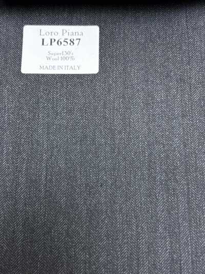 LP6587 Loro Piana Super130's グレー ヘリンボーン