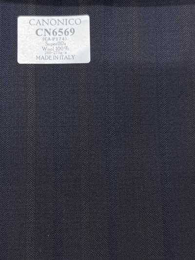 CN6569 CANONICO Super110's チャコール ストライプ