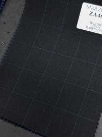 ZA4641 MARZOTTO Super110's ブラック×ブルー 刺繍チェック[生地] 細井商事株式会社 サブ画像