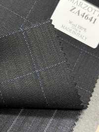 ZA4641 MARZOTTO Super110's ブラック×ブルー 刺繍チェック[生地] 細井商事株式会社 サブ画像